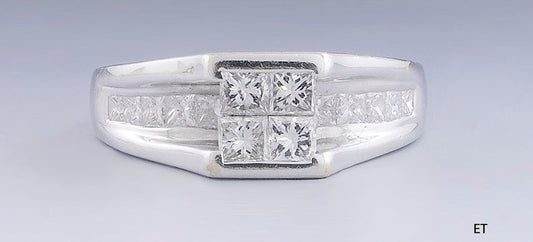 Beautiful Modern 14K White Gold & ~.66CT Diamond Ring Size 8