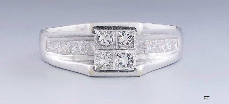 Beautiful Modern 14K White Gold & ~.66CT Diamond Ring Size 8