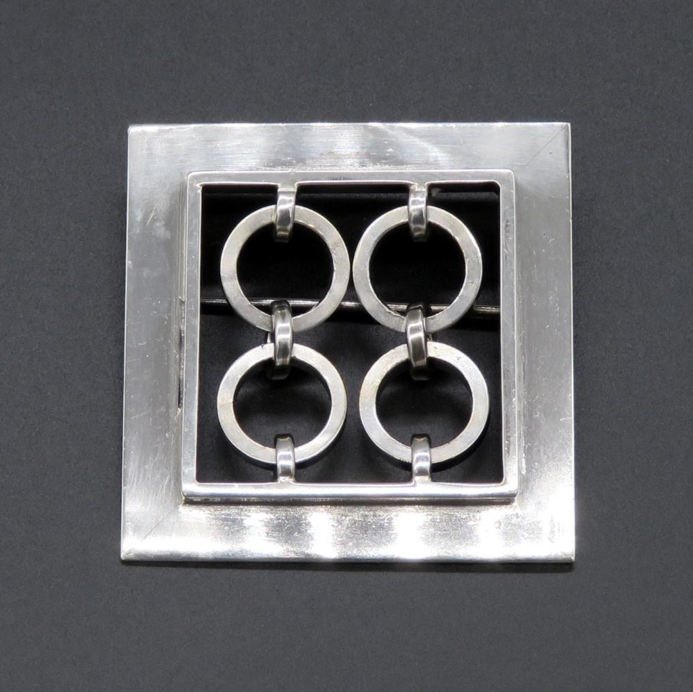 Vintage 1964 A Arikka Finland 916 Silver Geometric Shape Square Pin Brooch
