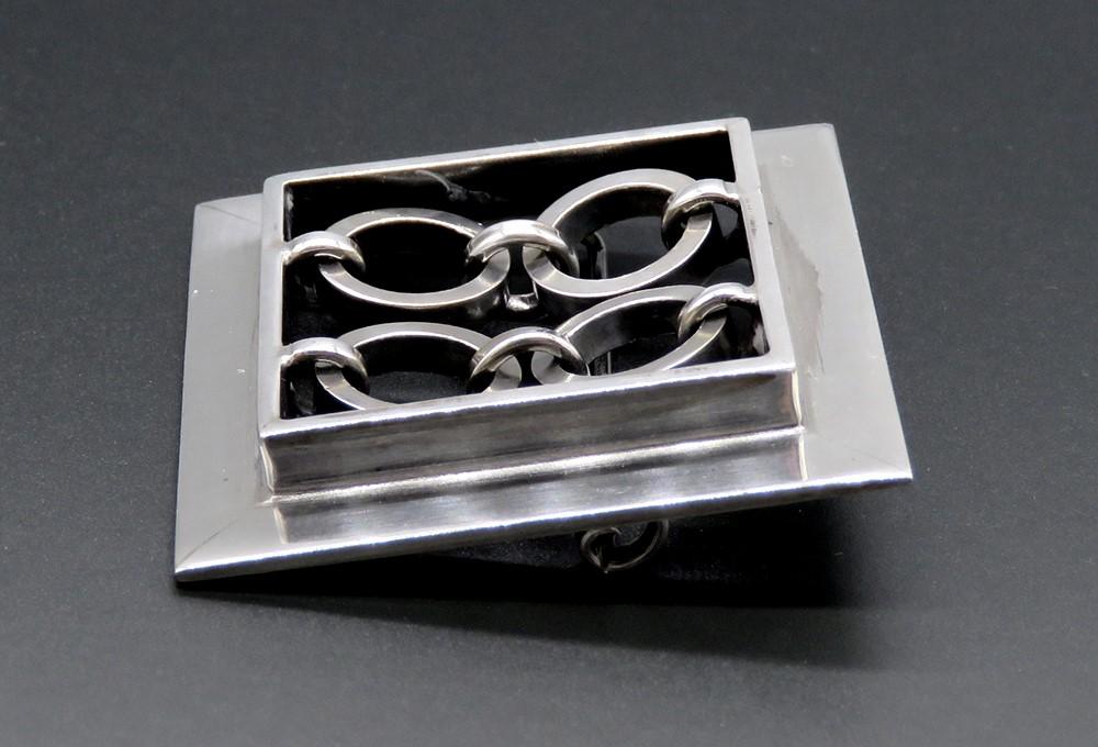 Vintage 1964 A Arikka Finland 916 Silver Geometric Shape Square Pin Brooch