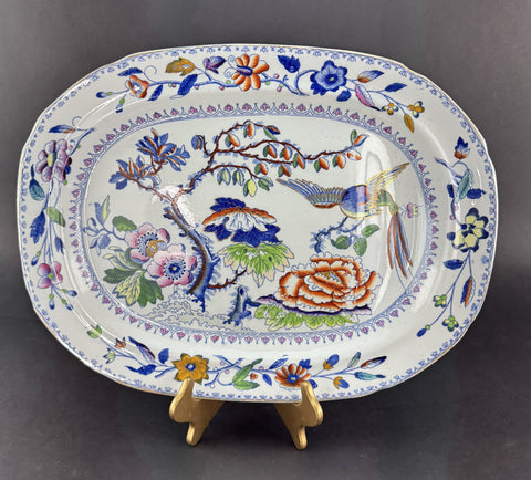 Impressive c1815 Davenport Flying Bird Large Meat Turkey Platter w Well