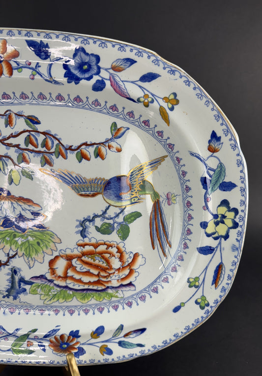 Impressive c1815 Davenport Flying Bird Large Meat Turkey Platter w Well