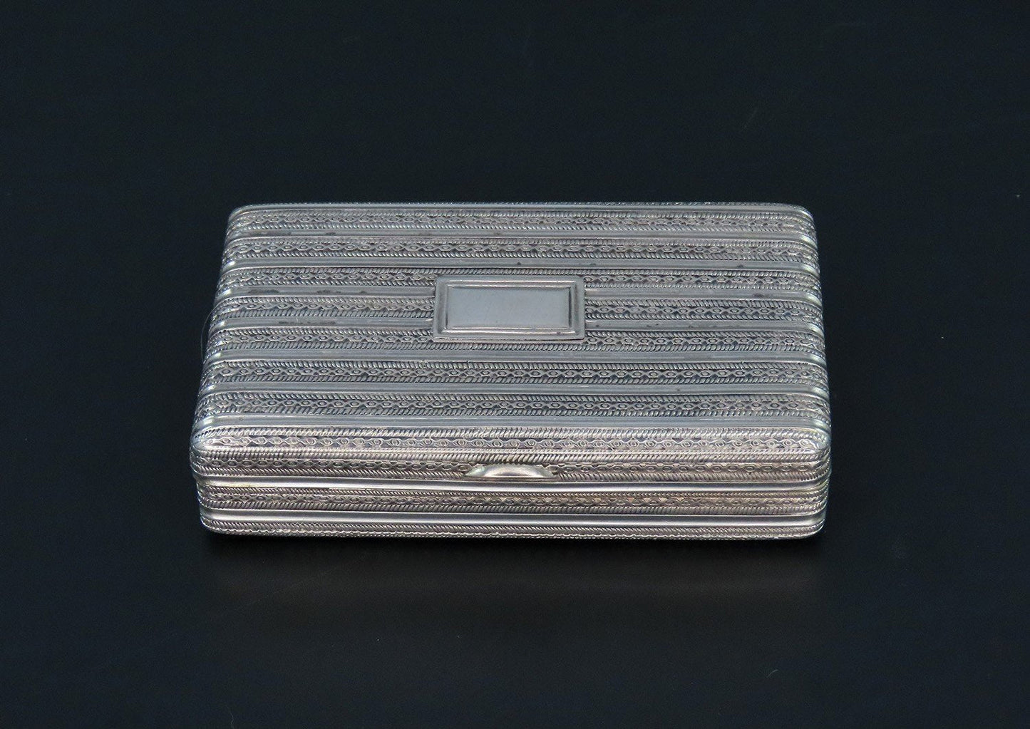 Fabulous c1830s Chinese Export Silver Cutshing Well Made Pinstripe Snuffbox Box