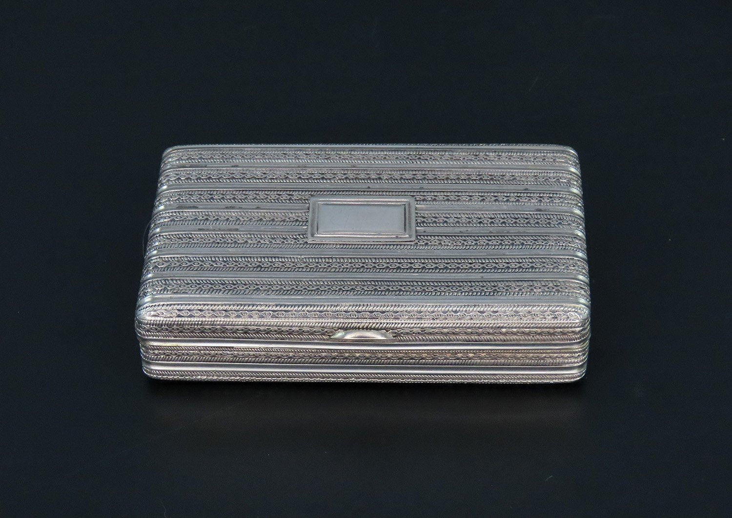 Fabulous c1830s Chinese Export Silver Cutshing Well Made Pinstripe Snuffbox Box