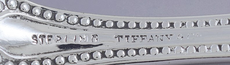 8 Antique 1850s Tiffany & Co Sterling Silver Bead Forks 7" Heavy Weight!