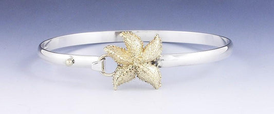 Cute 14k Gold & Sterling Silver Starfish Bangle Bracelet