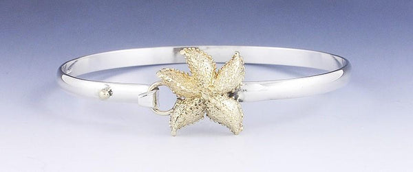 Cute 14k Gold & Sterling Silver Starfish Bangle Bracelet