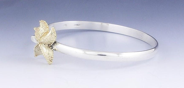 Cute 14k Gold & Sterling Silver Starfish Bangle Bracelet