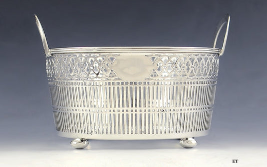 Antique Early 1900s Watson Sterling Silver Glass Liner Pierced Bowl/Dish/Basket