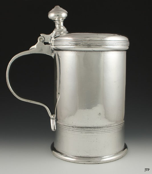 Antique 1826 German Silver Plated Pewter Large Tankard Stein