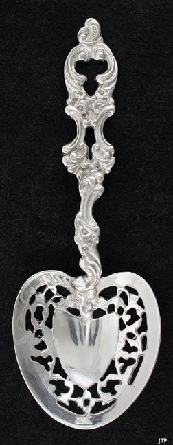 Vintage Nouveau Style Sterling Silver Openwork Pierced Serving Spoon 8 1/8"