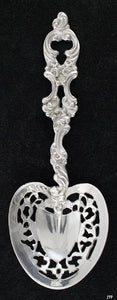 Vintage Nouveau Style Sterling Silver Openwork Pierced Serving Spoon 8 1/8"