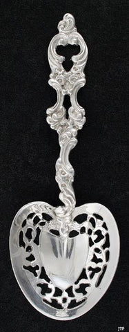 Vintage Nouveau Style Sterling Silver Openwork Pierced Serving Spoon 8 1/8"