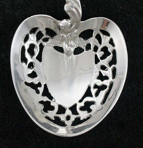 Vintage Nouveau Style Sterling Silver Openwork Pierced Serving Spoon 8 1/8"