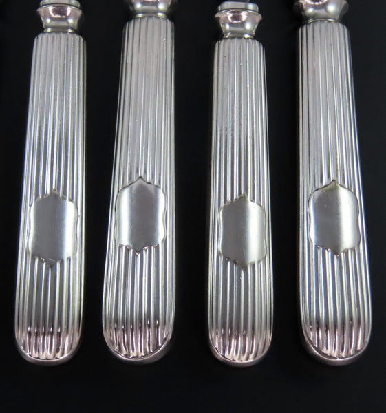 Antique English Silver Plate Roberts Belk Fish Set 6 Forks 6 Knives No Mono