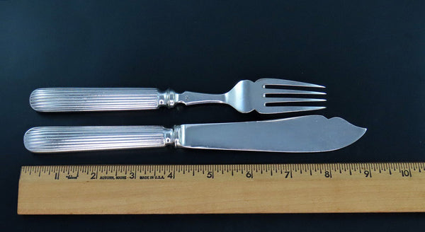 Antique English Silver Plate Roberts Belk Fish Set 6 Forks 6 Knives No Mono