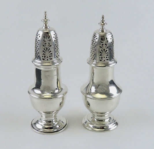 Antique 1928 English Sterling Silver Georgian Style Crichton Salt Pepper Shakers