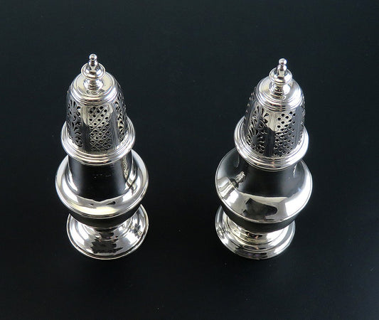 Antique 1928 English Sterling Silver Georgian Style Crichton Salt Pepper Shakers