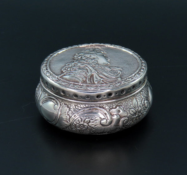 1887 Ornate German Sterling Silver Box English Import Marks King Louis XVI