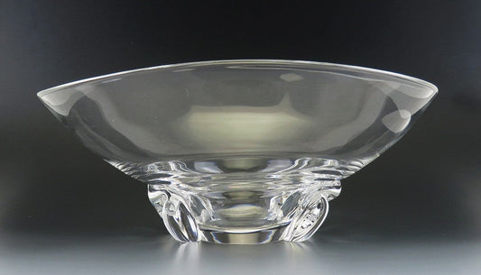 Vintage Crystal Art Glass Steuben Basket Shaped Bowl Serving Fruit
