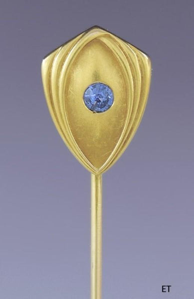 c1920 14k Yellow Gold Sapphire Art Deco Bipart Griscom Osborn Stickpin