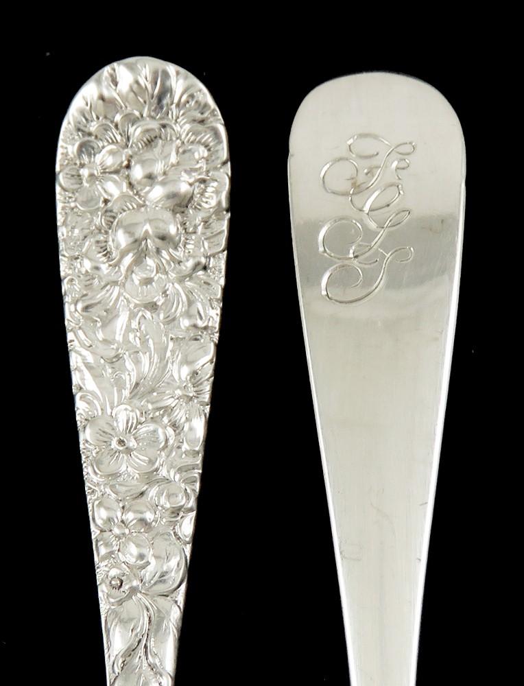 Set 10 Stieff Rose Sterling Silver 2 Tine Strawberry Forks + 1 Chrysanthemum