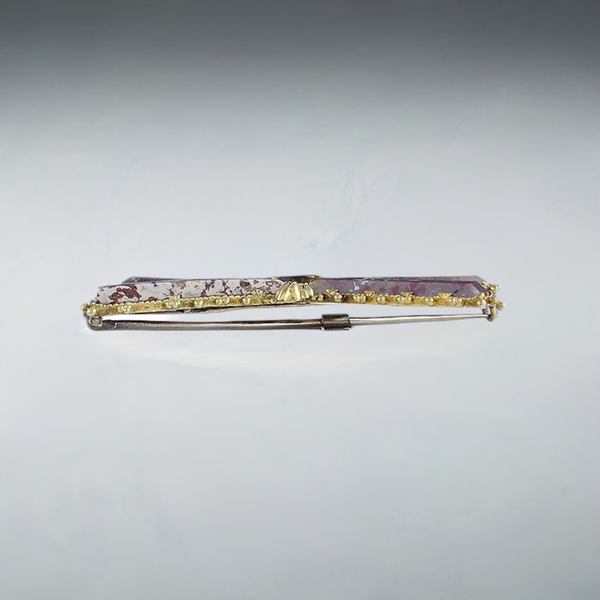 Rare c1850s-1870s Scottish Agate Citrine 14k Gold Pin/Brooch