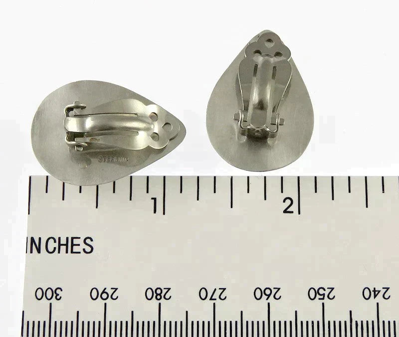 Colorful Pair Native American Sterling Silver Gemstone Inlay Mosaic Earrings