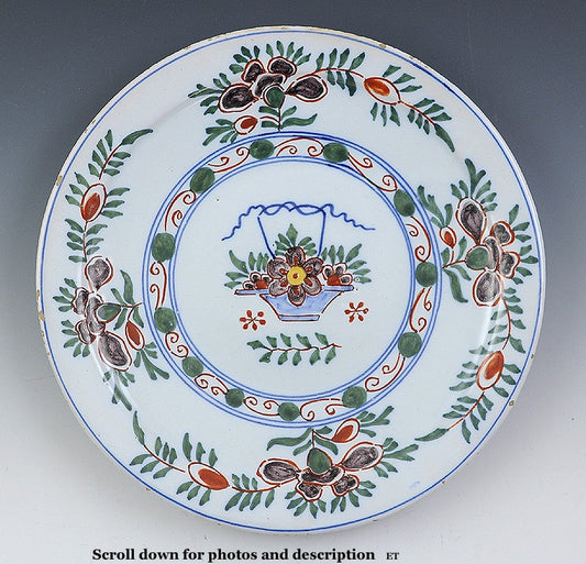 Amazing Mid 1700s Set 6 Delft Tin Glazed Porcelain Plates Nice Condition