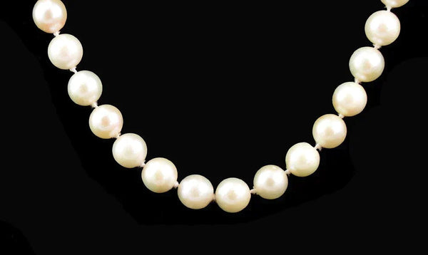 Wonderful Necklace of Real Individually Knotted White Pearls Lariat Length