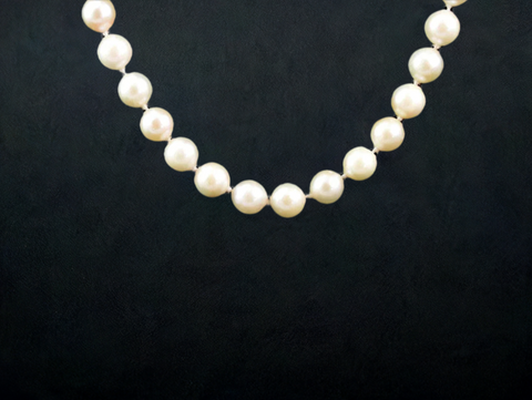 Wonderful Necklace of Real Individually Knotted White Pearls Lariat Length