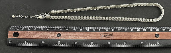 Beautifully Woven Sterling Silver Adjustable Length Choker Necklace 16-18.5 in