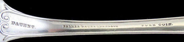 Antique c1870 American Coin Silver Strawberry Pattern Serving Spoons 8 3/4"