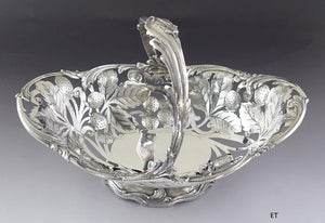 1902-1907 Impressive Tiffany & Co Sterling Silver Strawberry Openwork Basket