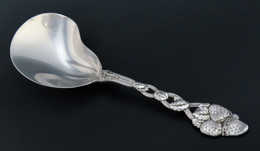 Fabulous Vintage Tiffany Co Strawberry Vine Sterling Silver Serving Spoon 9 1/2"