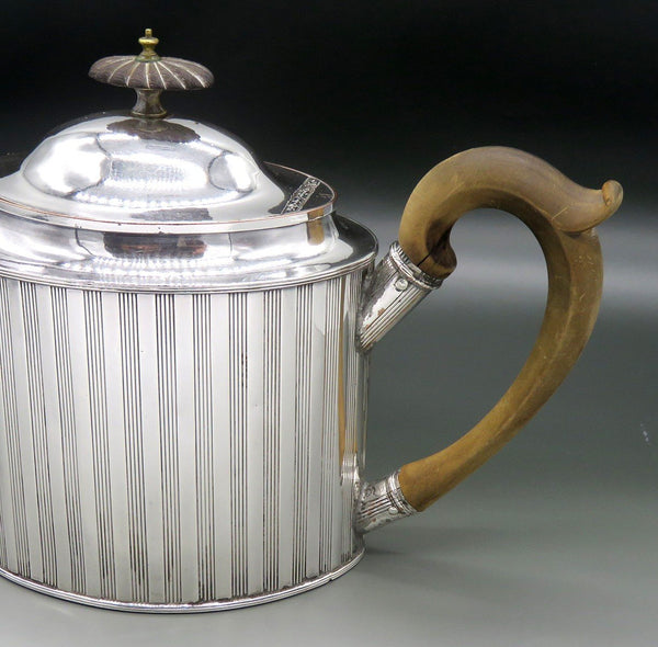 Fabulous c1800 Sheffield Fused Plate Silverplate Pinstripe Straight Spout Teapot