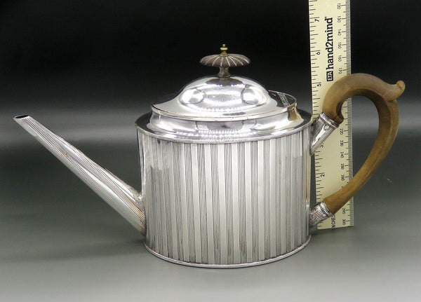 Fabulous c1800 Sheffield Fused Plate Silverplate Pinstripe Straight Spout Teapot