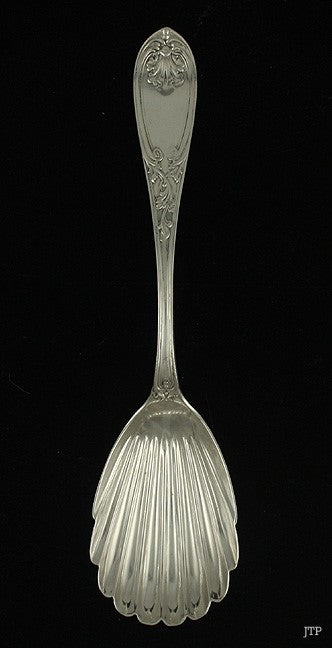 Antique 19th Century American Coin Silver Shell Bowl Serving Spoon 8 3/4"