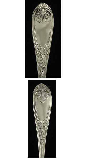 Antique 19th Century American Coin Silver Shell Bowl Serving Spoon 8 3/4"