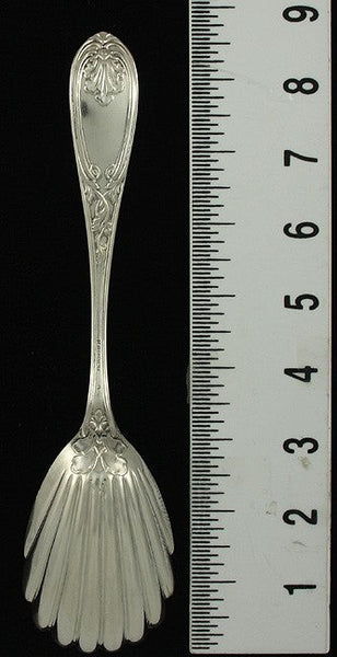 Antique 19th Century American Coin Silver Shell Bowl Serving Spoon 8 3/4"