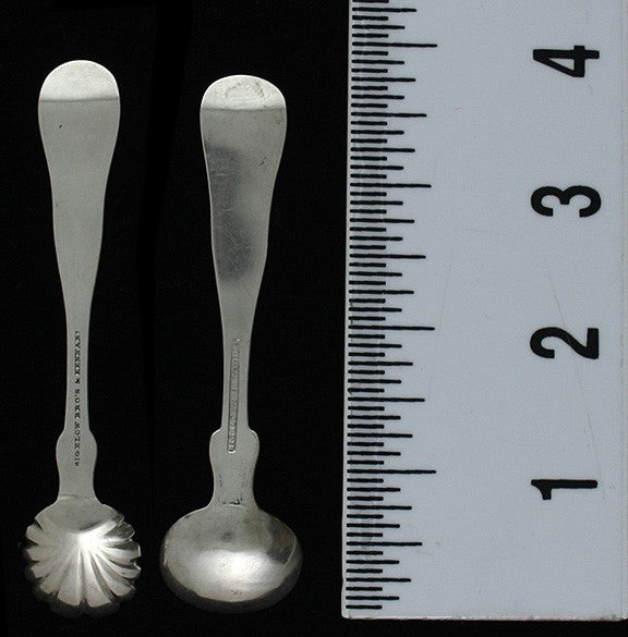 4 Antique Bigelow Kennard American Coin Silver Master Salt Spoons