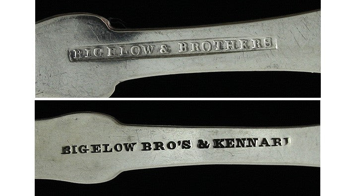 4 Antique Bigelow Kennard American Coin Silver Master Salt Spoons