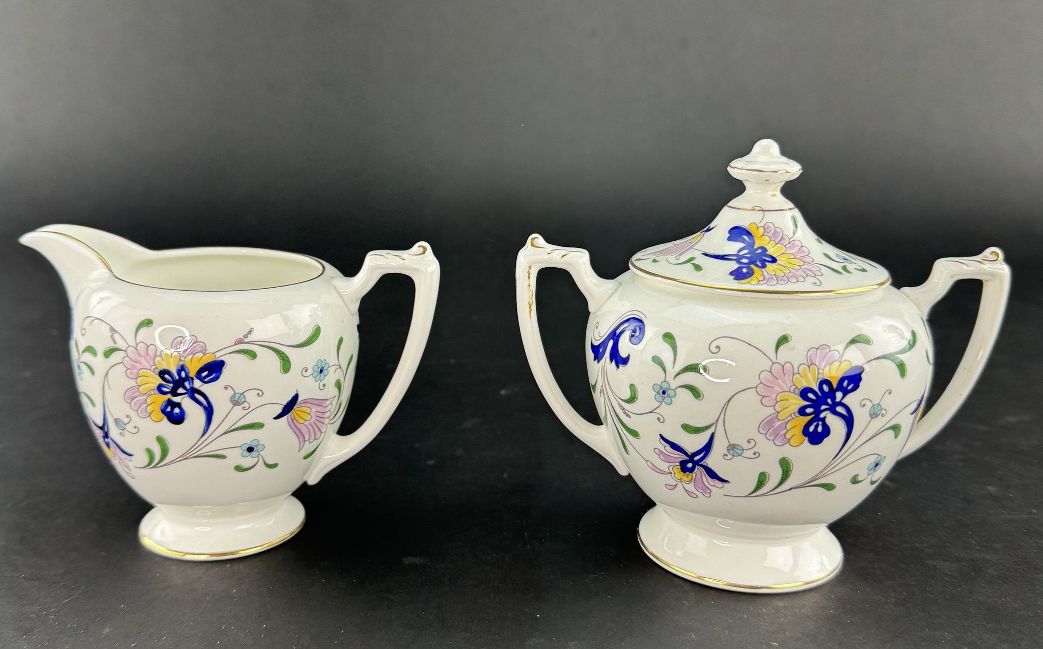 Coalport Pageant Pattern Porcelain Sugar and Creamer Set