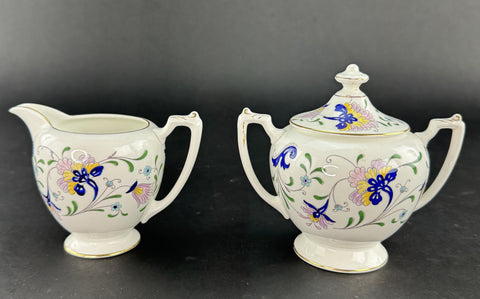 Coalport Pageant Pattern Porcelain Sugar and Creamer Set