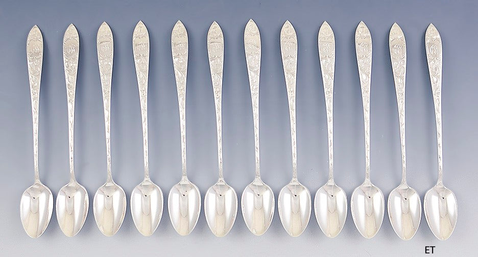 Fab Set 12 Schofield Sterling Silver Lorraine Iced Tea/Sundae/Parfait Spoons