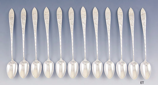 Fab Set 12 Schofield Sterling Silver Lorraine Iced Tea/Sundae/Parfait Spoons