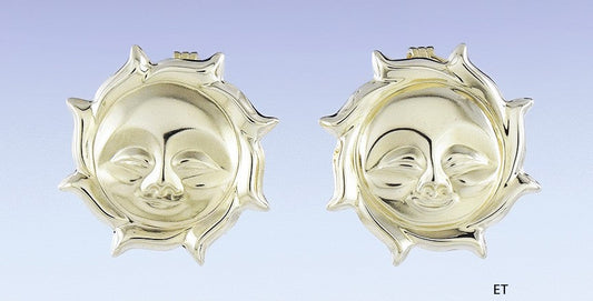 Charming Pair 14k Yellow Gold Sun Clipback Earrings