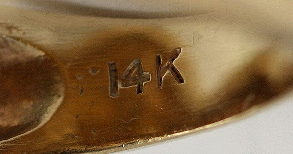 Great Heavy 14K Yellow Gold Pearl Swirl Ring Size 3.25