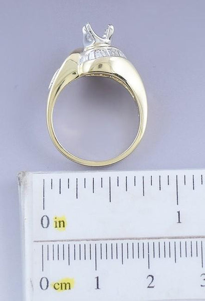 Superb 18k Gold Platinum & ~.5ct Diamond Semi Mount Ring Setting for ~6mm Stone