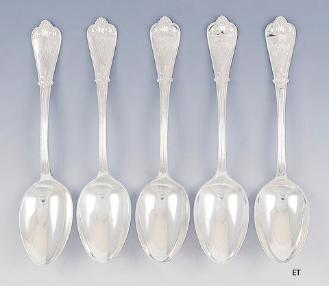 5 Tiffany & Co Beekman Sterling Silver Oval Soup Place Spoons